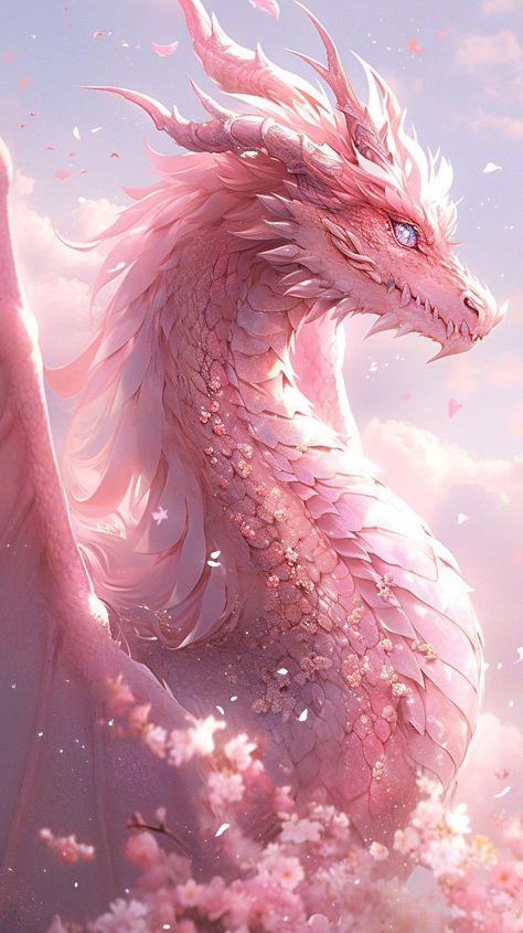 الفن الرقمي, Mythical Creatures Fantasy, Mythical Dragons, Dragon Artwork Fantasy, Spirit Animal Art, Pink Dragon, Mythical Animal, Beautiful Dragon, Cute Fantasy Creatures