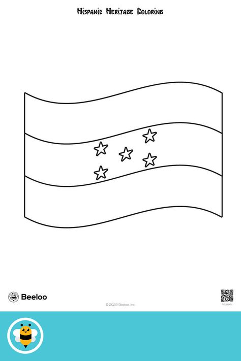 Easy hispanic heritage-themed coloring page for kids ages 3 and up. Featuring: Honduras Honduras Coloring Pages, Belize Flag, Honduras Flag, Flag Drawing, Frog Coloring Pages, Flag Crafts, Crafts And Activities For Kids, Easy Doodles, Doodles Drawings