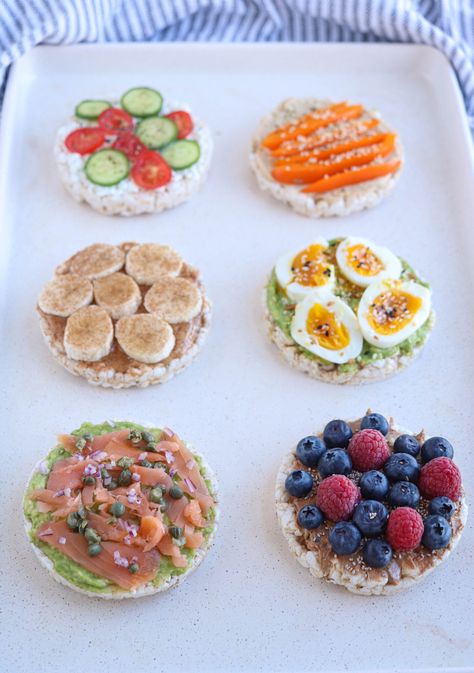 Healthy Rice Cake Snacks, Rice Cake Recipes Healthy, Rice Cakes Healthy, Rice Cake Snacks, Healthy Desayunos, Low Cal Snacks, Heathy Snack, Rice Cake Recipes, Healthy Rice