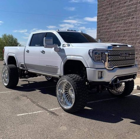 Silverado Truck Lifted, Gmc Sierra Lifted Custom Trucks, White Lifted Trucks, Lifted Dually Trucks, Gmc Trucks Lifted, Denali Truck, Lifted Gmc, Chevy Duramax, Best Pickup Truck