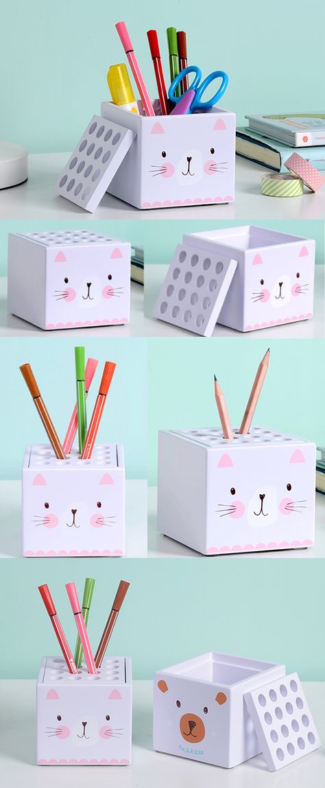 Diy Paper Desk Organizer, Pen Stand Diy Pencil Holders, Pen Stand Ideas Handmade, Pen Stand Painting Ideas, Pencil Stand Diy, Pen Stand Craft, Pen Stand Diy, Cute Organizers, Paper Pen Stand