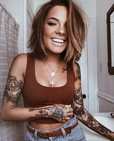 Tattoo Girl, Hair Envy, Up Girl, Hair Dos, Cut And Color, Pretty Hairstyles, Girl Tattoos, Hair Looks, Lany