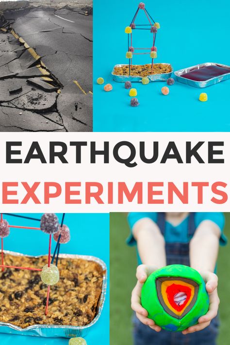 Easy Earthquake experiments for kids - make candy towers and test them in edible foundations, make a seismometer and a playdough model of the Earth #Scienceforkids #EarthquakeExperiments Earth Science Experiments, Earth Science Projects, Seismic Wave, Experiments For Kids, 6th Grade Science, Kid Experiments, Earth And Space Science, Science Project, Stem Projects