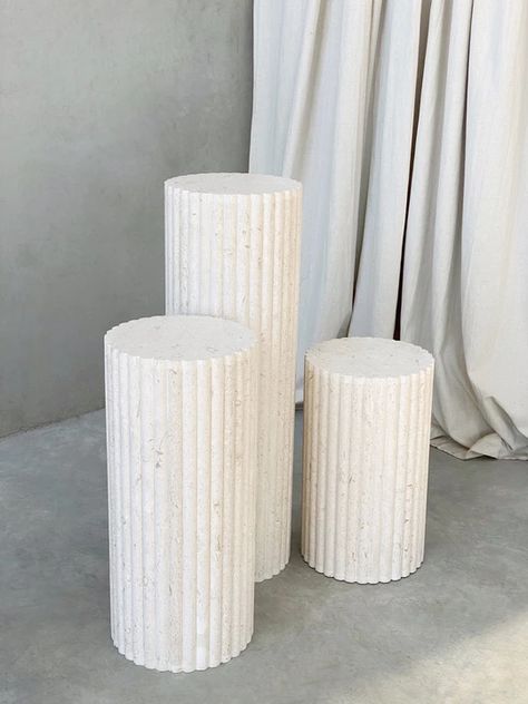 Marble Side Table, Gold Furniture, Marble Furniture, Stone Coffee Table, Stone Columns, Marble Side Tables, Boutique Interior, Fossil, Wellness Design