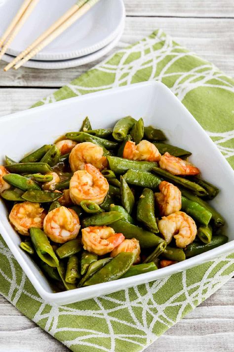 Stir-Fried Shrimp and Sugar Snap Peas – Kalyn's Kitchen Sugar Snap Pea Recipe, Snap Peas Recipe, Chicken Broccoli Stir Fry, Sweet Potato Toppings, Crockpot Stuffed Peppers, Easy Stir Fry Recipes, Shrimp Stir Fry, Quick Healthy Dinner, Slow Cooker Pulled Pork