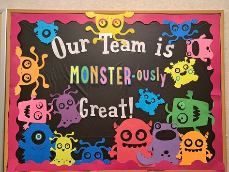 Color Monster Bulletin Board, Monsters University Classroom Theme, Monster Mash Bulletin Board, Monster Door Decorations Classroom, Monster Bulletin Board Ideas, Monsters Inc Bulletin Board Ideas, Monsters Inc Bulletin Board, Halloween Bulletin Boards For Elementary, Monster Door Decoration