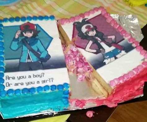 Nerdy Gender Reveal, Cake Gender Reveal, Pokemon Decor, Baby Pokemon, Gender Reveal Themes, Pokemon Cake, Baby Gender Reveal Party, Gender Reveal Cake, Game Themes