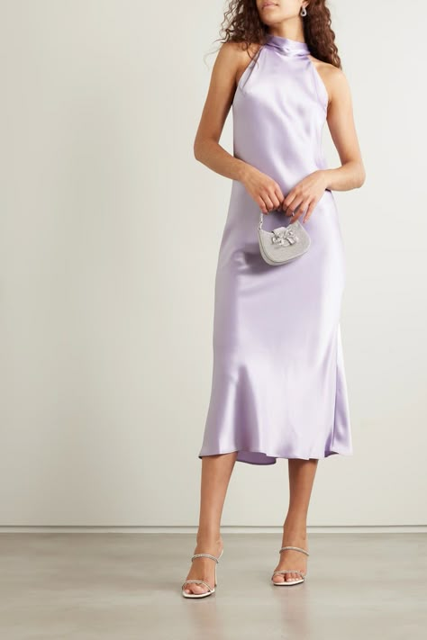 Pastel Purple Dress, Latest Bridesmaid Dresses, Purple Long Dress, Rich Clothes, Purple Midi Dress, Bridesmaid Dress Styles, Prom Dress Inspiration, Paris Outfits, Satin Dress