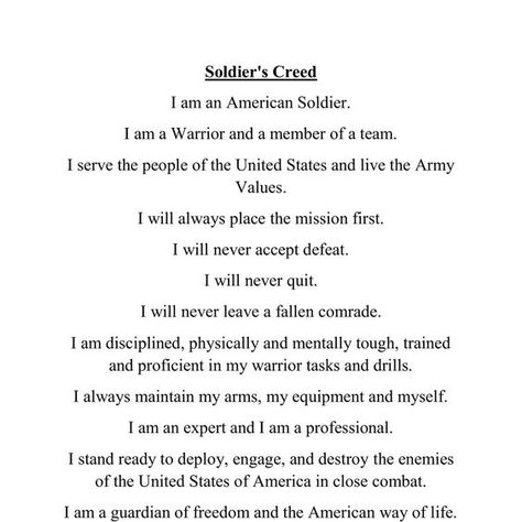 Soldiers Creed, Army Values, Army Barracks, Values And Principles, Selfless Service, Film Class, I Am A Warrior, Army Soldiers, The Soldier