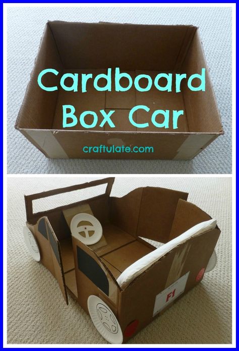 Make your own kid-sized car with this fun DIY tutorial of an upcycled car made out of cardboard! Cardboard Box Car, Carton Diy, Cardboard Car, Diy Upcycling, Diy Cardboard, Toddler Fun, Cars Birthday, Cardboard Crafts, Box Car