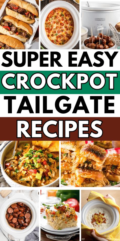 Easy game day recipes in the crockpot! These slow cooker tailgate food ideas are SO simple to make ahead for your football party. The best football game food crockpot, like slow cooker dips, appetizers, breakfast, meatballs, chicken. Crockpot tailgate food ideas, fall tailgate food crockpot, make ahead game day food, crockpot party food, crockpot recipes tailgate - tailgate dips crockpot, super bowl food crockpot, football game snacks, game day snacks for a crowd, football food appetizers dips. Tailgate Dips Crockpot, Game Day Food Crockpot, Crockpot Tailgate Food, Tailgate Food Crockpot, Fall Tailgate Food, Football Food Crockpot, Breakfast Tailgate Food, Slow Cooker Party Food, Super Bowl Food Crockpot