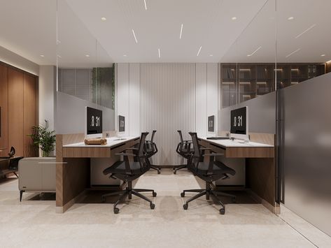 Office Workstation Design Modern, Office Storage Cabinets Design, Office Staff Table Design, Small Office Cabin, Work Stations Office Design, Workstations Office Design, Office Workstation Ideas, Director Office Interior, White Sofa Living Room