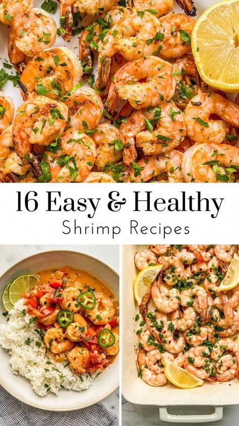 This list of healthy recipes with shrimp will be your new go-to for dinner ideas. Shrimp is easy and quick to cook and is a healthy protein option rich in Omega-3 fatty acids (good for heart and brain health). Check out these easy recipes now! Easy Pescatarian Dinner Recipes, Low Cholesterol Shrimp Recipes, Healthy Recipes With Shrimp, Heart Healthy Shrimp Recipes, Healthy Dinner Recipes With Shrimp, Shrimp Dinner Ideas Healthy, Health Shrimp Recipes, Healthy Shrimp Meals, Dinner Recipes With Shrimp