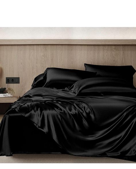 Transform your bedroom into a haven of serenity with our luxurious silk bed sheets. Sweet dreams guaranteed! ✨ 🔘Mulberry Silk Bedsheet with pillow covers Silk Black Bedding, Mulberry Silk Bedding, Green Silk Bed Sheets, Black Satin Bedding Aesthetic, Silk Bed Sheets Aesthetic, Bed Sheets Silk, Silk Bedsheet, Silk Bed Sheets, Silk Bed