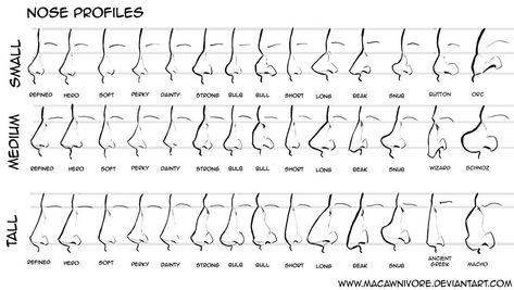 Nose Chart Reference by macawnivore on DeviantArt How To Draw Nose, Draw Nose, Nose Types, Type Chart, Expression Face, Body Chart, Shape Chart, Nose Drawing, Nose Shapes