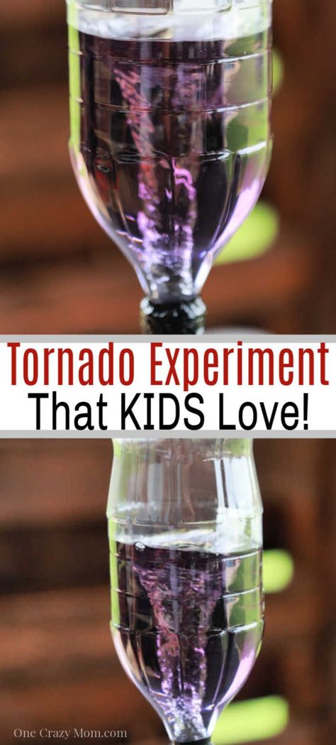 Learn how to make a tornado in a bottle for a fun experiment. This is the perfect activity to keep the kids entertained while being easy and frugal.  Try helping your kids make their own tornado experiment! #onecrazymom #experiment #experimentforkids #funexperiments #tornadoinabottle #kidsactivities #kidsactivity #funforkids Homemade Tornado In A Bottle, Thunderstorm Science Experiment, Tornado In A Bottle Experiment, Make A Tornado In A Bottle, Diy Tornado In A Bottle, Tornado Activities For Kids, Tornado Experiment, Tornado Project, Tornado Craft