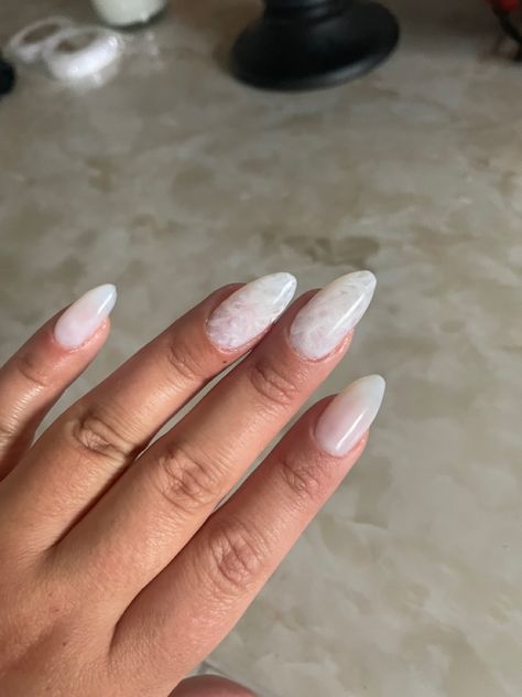 Off White Marble Nails, Milky White Nails Marble, Milky White Marble Nails Acrylic, Unique White Nail Designs, Bridal Nails Unique, Nails With Milky White Base, Milky Base Nails, Milky Marble Nails, White Marbled Nails