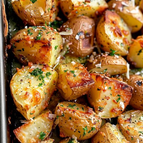 Browned Butter Roasted Potatoes with Parmesan Brown Butter Potatoes, Butter Roasted Potatoes, Butter Parmesan Potatoes, Greek Style Potatoes, Garlic Parmesan Potatoes, Butter Potatoes, Herb Roasted Potatoes, Parmesan Potatoes, Browned Butter