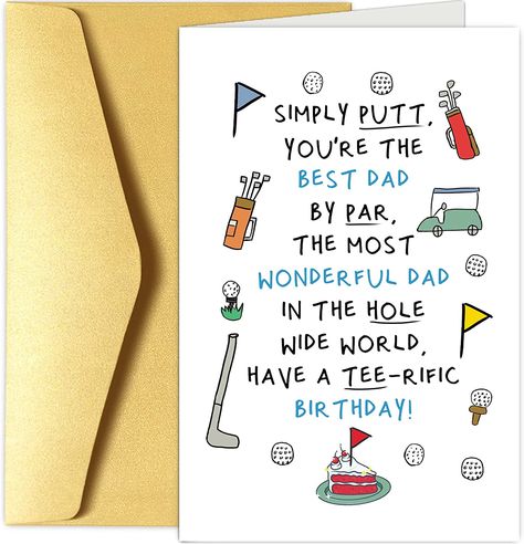 Cards For Grandpa Birthday, Dads Birthday Cards From Daughter, Birthday Cards For Dads Funny, Golf Birthday Card Ideas, Golfing Birthday Cards, Birthday Card For Dad From Daughter, Homemade Gifts For Dad Birthday, Dad Joke Birthday Card, Birthday Cards For Dad From Daughter