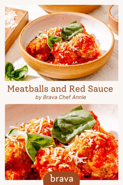 Meatballs And Red Sauce, Holiday Meatballs, Light Cooking, Meat Steak, Countertop Oven, Food At Home, Homemade Marinara, Red Chili Flakes, Perfect Dinner