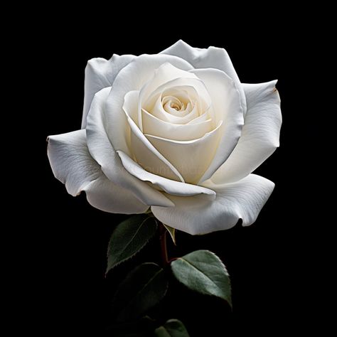 The AI-generated white rose on a black background is a striking and dramatic image. The pure white petals stand out boldly against the dark background creating a sense of depth and contrast. The delicate and intricate details of the rose are beautifully captured by the AI, resulting in a stunning and unforgettable piece of digital art. Rose Petals Drawing, Rose Reference, Flowers Black Background, Rose Wall Art, Garden Calendar, Floral Tattoo Sleeve, Flower Art Drawing, Rose Images, Perfect Squares