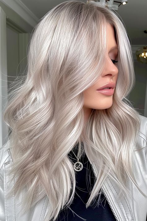 Grey Blonde Hair Balayage, Pearl Blonde Hair, Icy Blonde Hair Color, Dream Hairstyles, Light Blonde Balayage, Timeless Hair, Pale Fire, Ice Blonde Hair, Pretty Blonde Hair