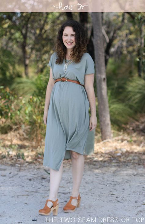 Tutorial // The two seam dress (maternity or not!) Maternity Dress Pattern, Diy Maternity Clothes, Maternity Patterns, Maternity Sewing, Stile Casual Chic, Diy Clothes Refashion, Diy Clothes Videos, Dress Maternity, Diy Clothing