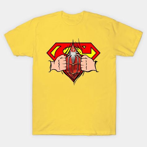 Superman x Spiderman - Superhero - T-Shirt | TeePublic Spiderman Tshirt, Spiderman T Shirt, Superman And Spiderman, Superman X, Superman, Spiderman, Shirt Designs, Tshirt Designs, T Shirts