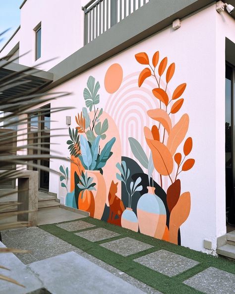 Outdoor Mural Ideas, Vogue Decor, Outdoor Mural, Seni Mural, Wall Murals Diy, Interior Murals, Creative Wall Painting, Garden Mural, School Murals