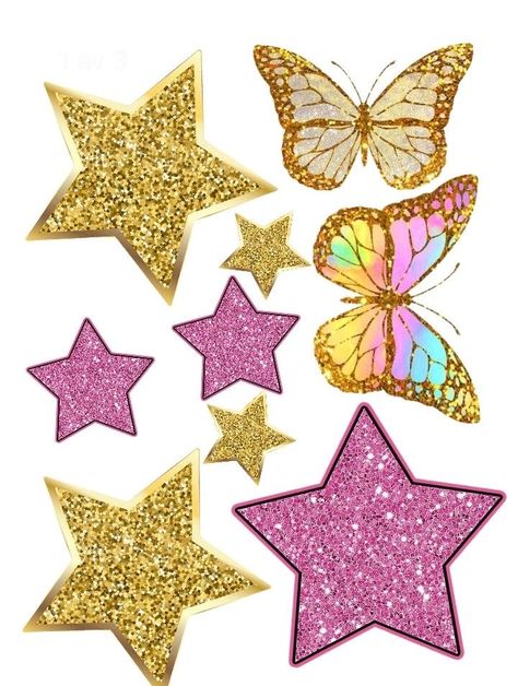 Barbie Cake Topper Printable, Barbie Topper, Barbie Cake Topper, Topper Barbie, Disney Princess Cake Topper, Barbie Doll Birthday Cake, Pink Cake Toppers, Glitter Butterflies, Barbie Birthday Cake