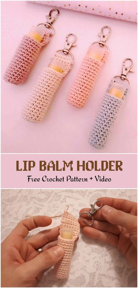 Crochet Lip Balm Holder, Cute And Easy Crochet, Useful Items, Crochet Geek, Crochet Keychain Pattern, Mode Crochet, Modest Summer, Lip Balm Holder, Easy Crochet Projects