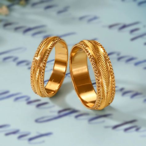 Were you planning to buy high-quality personalized couple rings? Check out Kalyan’s unique handmade, custom name rings for couples. We offer trendy styles of name rings and wedding bands that will be a perfect gift for you and your loved one. Feel free to take a glimpse of ring jewellery at Kalyan’s web store! Wedding Ring With Name, Rings With Names, Kalyan Jewellers, Matching Couple Rings, Rings For Couples, Couple Ring Design, Rings In Gold, Ring Couple, Couple Wedding Rings