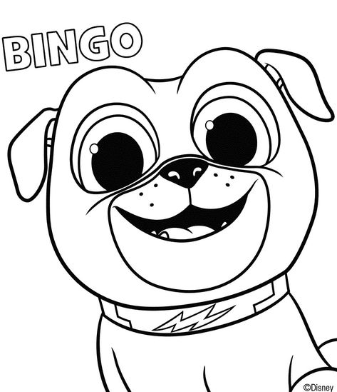 Puppy Dog Pals Coloring Page Bingo Dog Face Drawing, Toy Story Coloring Pages, Puppy Dog Pals, Puppy Coloring Pages, Puppy Birthday Parties, Free Coloring Sheets, Dog Coloring Page, Puppy Birthday, Online Coloring Pages