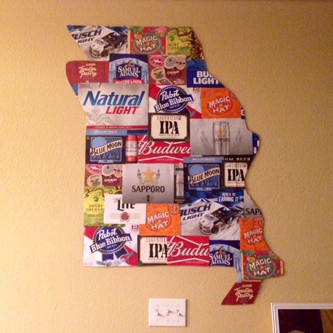 beer box Missouri state shape Beer Case Crafts, How To Make A Cowboy Hat Out Of Beer Boxes, Decorate 6 Pack Beer Gift Ideas, Beer Box Crafts, Beer Box Crafts Wall Art, Beer Box Hat, Beer Box, Magic Hat, Box Crafts