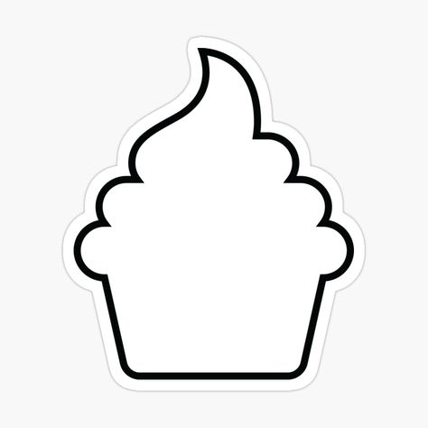 Cute cupcake outline sticker for a sugar addict. Cupcake Outline Templates, Cupcake Outline, Cupcake Template, Easy Applique, Sweets Clipart, Cupcake Png, Sugar Addict, Cupcake Clipart, Cute Cupcake