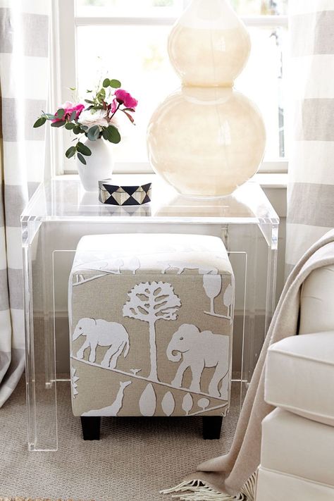 Summer Bedrooms, Acrylic Nightstand, Cozy Cottage Kitchen, Nightstand Bedroom, Bedroom Ottoman, Instagram Wall, Summer Bedroom, Target Home Decor, Cottage Kitchens