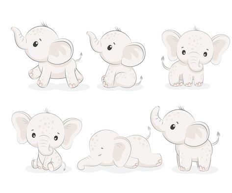 Premium Vector | A set of 6 cute elephants. vector illustration of a cartoon. Baby Elephant Clipart, Elephant Png, Art Booth, Cute Elephants, Vector Illustration Character, Bee Coloring Pages, Balloon Illustration, Elephant Pictures, Elephant Illustration