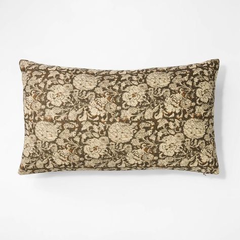 Brand New & Ready To Ship Price Is Firm Oversized Lumbar Throw Pillow - Threshold Designed With Studio Mcgee: Linen-Cotton Blend, Zipper Closure, Indoor Use Floral-Print Lumbar Throw Pillow Linen-Cotton Blend Brown And Cream Zipper Closure Designed For Indoor Use Only 24” (L) X 14” (W) Round Throw Pillows, Studio Mcgee, Pillow Room, Linen Throw Pillow, Upholstered Ottoman, Linen Throw, Lumbar Throw Pillow, Toss Pillows, Couch Pillows