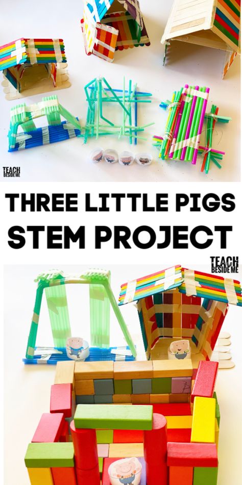 3 Little Pigs Activities, Fairy Tale Stem, Fairy Tales Preschool, Fairy Tale Activities, Kindergarten Stem, Stem Projects For Kids, Stem Classes, Preschool Stem, Engineering Activities