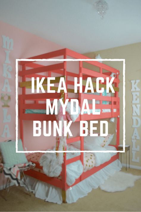 Ikea Mydal Bunk Bed Hack, Ikea Bunk Bed Hack, Bunk Bed Hacks, Ikea Mydal, Bunk Bed Ideas Diy, Safe Bunk Beds, Contemporary Bed Linen, Ikea Bunk Bed, Bunk Beds Small Room