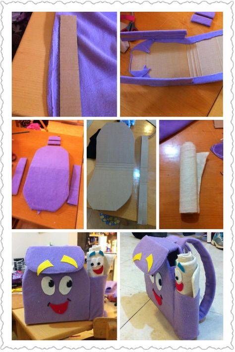 Dora The Explorer Backpack Diy, Dora Backpack Diy, Dora And Backpack Costume, Diy Dora Costume, Dora And Diego Costume Halloween, Disney Inspired Halloween Costumes, Dora And Diego Costume, Dora And Boots Costume, Map Costume