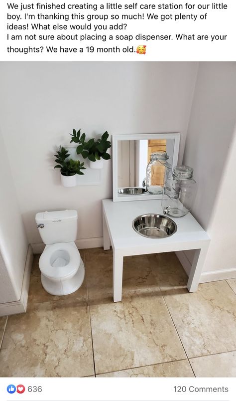 Montessori Door Station, Montessori Bathroom Sink, Toddler Bathroom Station, Montessori Bathroom Station, Montessori Sink, Montessori Bathroom, Montessori Toddler Bedroom, Kids Sink, Montessori Toddler Rooms