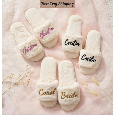 Bridesmaid Slippers, Bridal Slippers, Personalized Slippers, Bride Slippers, Bachelorette Party Weekend, Wedding Slippers, Bridesmaid Proposal Gifts, Wedding Gifts For Bridesmaids, Etsy Bridesmaid Gifts