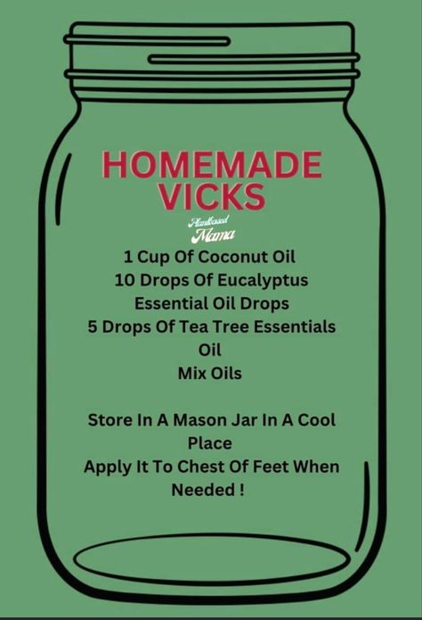 Cough Remedies For Adults, Homemade Vicks, Diy Vapor Rub, Natural Medicine Recipes, Diy Lotions, Herbal Remedies Recipes, Sick Remedies, Essential Oils Herbs, Essential Oils Health