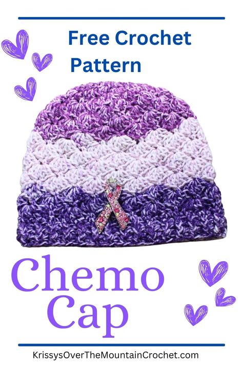 Soft Chemo Cap Free Crochet Pattern - Krissys Over The Mountain Crochet Crochet Chemo Hats Free Pattern Easy, Crochet Chemo Hats, Crochet Chemo Caps Free Patterns For Women, Crochet Chemo Cap, Free Crochet Patterns For Chemo Hats, Crochet Chemo Caps Free Patterns, Crochet Hats For Chemo Patients, Crochet Chemo Hat With Hair Pattern Free, Crochet Hats Free Pattern Ladies