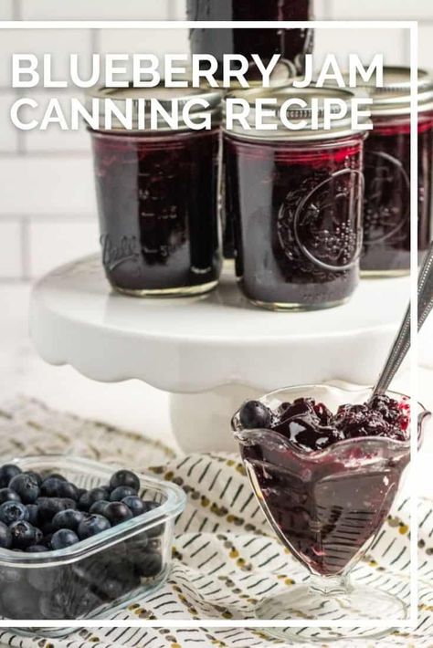 Blueberry Jam Recipe Canning With Pectin, Low Sugar Blueberry Jam Recipe, Low Sugar Blueberry Jam, Jam For Canning, Canning Jam Recipes, Blueberry Jelly, Blueberry Jam Recipe, Homemade Greek Yogurt, Canned Blueberries