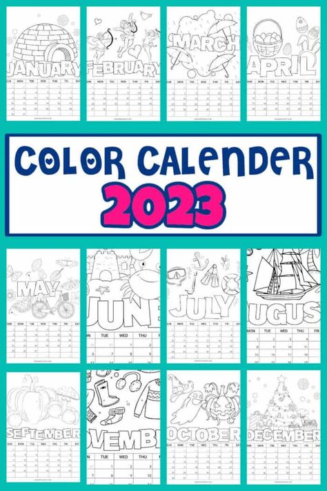 Color Calendar, Free Printables Organization, Calendar For Kids, Calendar Craft, Classroom Calendar, Coloring Calendar, Free Printable Calendar, Printable Coloring Book, Kids Calendar