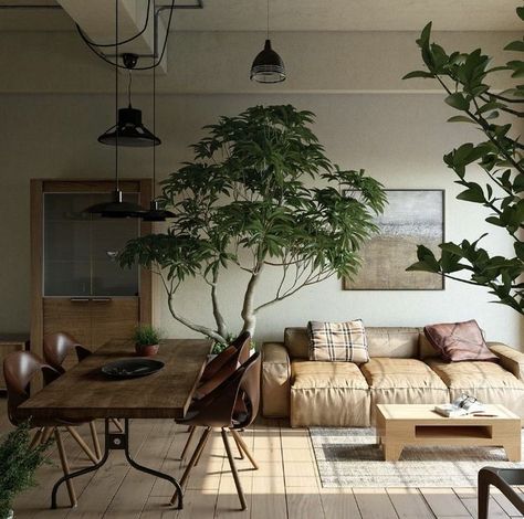 Japandi Green, Minimalism Living, التصميم الخارجي للمنزل, Casa Vintage, Stil Boho, Botanic Garden, Decoration Inspiration, House Room, Living Room Inspo