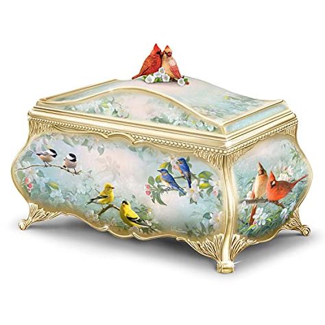 The Bradford Exchange Songbird Serenade Handcrafted Heirloom Porcelain Music Box Songbird Serenade, Musical Box, Nature Artwork, Bradford Exchange, Handcrafted Bags, Gold Highlights, Song Bird, Antique Stores, Fine Porcelain