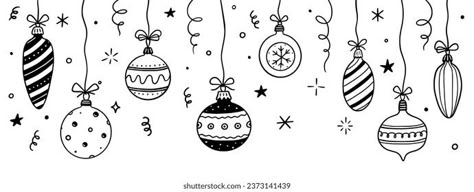 Doodle christmas ball element background. Hand drawn sketch line style xmas ball. Cute merry christmas bauble for border, background design with text place. Isolated vector illustration. Christmas Ornament Designs Drawing, Christmas Bobbles Drawing, Christmas Ornament Doodle, Christmas Bulb Drawing, Christmas Bauble Drawing, Christmas Baubles Drawing, Christmas Ball Drawing, Christmas Balls Drawing, Bauble Drawing